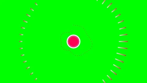 A vibrant pink circular icon centered on a bright green chroma key background Video stock 341824572