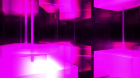 Vibrant Pink Digital Glitch Motion Graphics with Neon 3d Cubes Stock Footage 343772566
