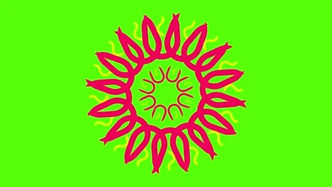 Vibrant pink fish pattern on bright green background Stock Footage 330287218