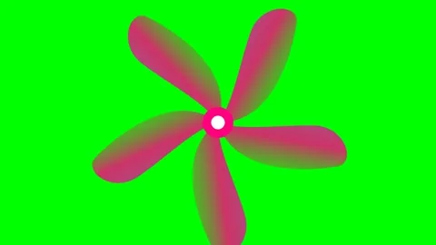 A vibrant pink five-blade fan design isolated on a bright green background 動画素材 341822537