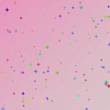 Vibrant pink gradient background featuring colorful scattered four-pointed .. Stock Illustration