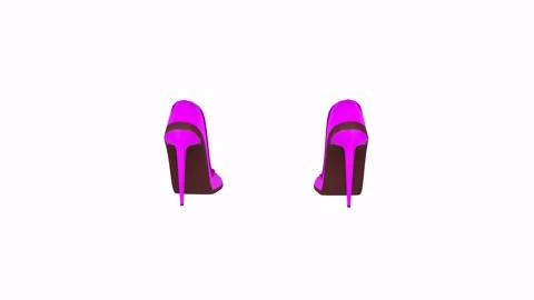 Vibrant pink high heels with a unique design showcased in 3D rendering Stock-Footage 286148385