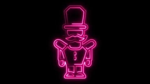 Vibrant pink neon nutcracker animation on black perfect for holiday promotions Stock Footage 321386119