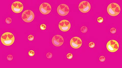 Vibrant Pink Pattern with Heart Eye Emoji Emoticons for Romantic Social Med.. Stock Illustration