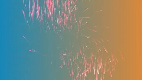 Vibrant pink sparks exploding on blue and orange gradient background Stockillustratie