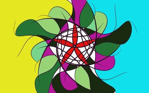Vibrant Pinwheel Mandala Abstract Stock Illustration