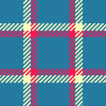 Vibrant pixel art plaid pattern in teal, pink, and cream. Ideal for website b Illustrazione stock
