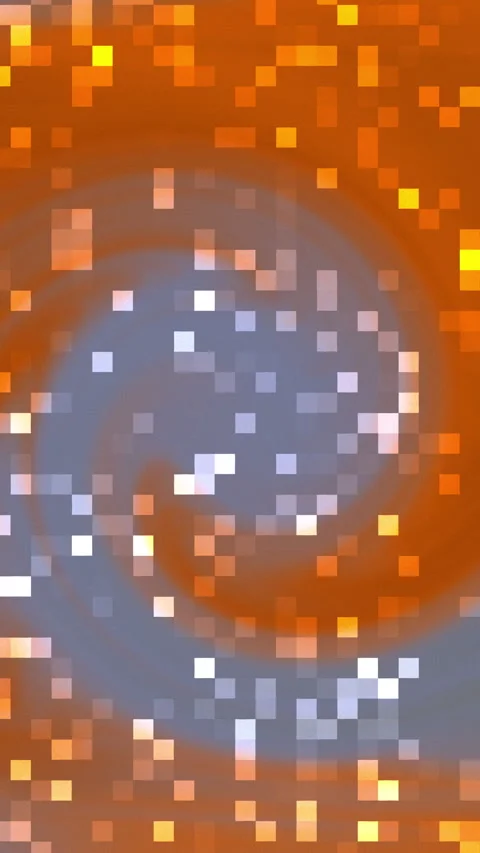 Vibrant pixel swirls spin in warm orange and cool gray tones Vídeos de archivo 334000159