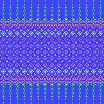 Vibrant Pixel Thai Textile Pattern Illustrazione stock