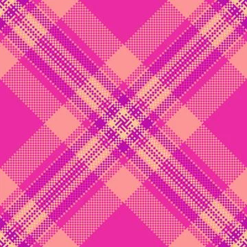 Vibrant pixelated plaid pattern in bold pink and peach hues. Modern digital t Stock Illustration