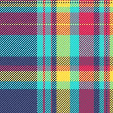 Vibrant, pixelated plaid pattern in cheerful, summerinspired hues. A versatil Stock Illustration