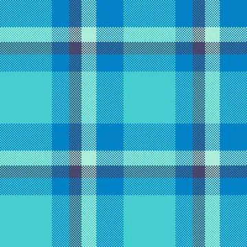 A vibrant, pixelated plaid pattern in cool blues and greens.  Evokes a retro, Illustrazione stock