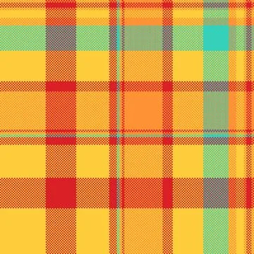 Vibrant pixelated plaid pattern with warm colors. Retro style, perfect for ba Stock Illustration