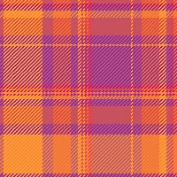 Vibrant, pixelated tartan pattern with warm orange and violet hues. Versati.. 스톡 일러스트