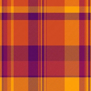 This vibrant plaid fabric pattern features a warm autumn palette of orange, r Stock Illustration