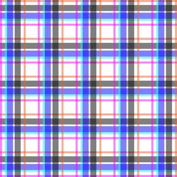 Vibrant plaid pattern with blue, pink, orange, and white colors Stock Illustration