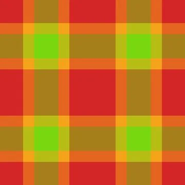 Vibrant plaid pattern with bold red, green, orange and brown hues. Versatile  Stockillustratie