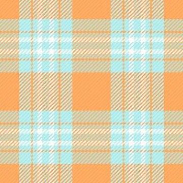 This vibrant plaid pattern features a seamless orange and cyan tartan design. Stock Illustration