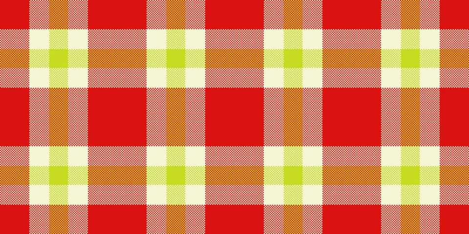 Vibrant plaid pattern featuring bold red, pale yellow, and subtle tones. Seam Stock Illustration