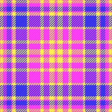 Vibrant plaid pattern featuring bold yellow, pink, and blue lines. This seaml Stock Illustration
