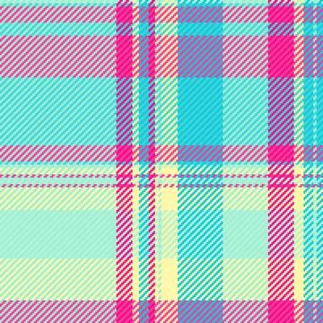 Vibrant plaid pattern featuring bright pink, cyan, and yellow checkered wea.. Stock Illustration