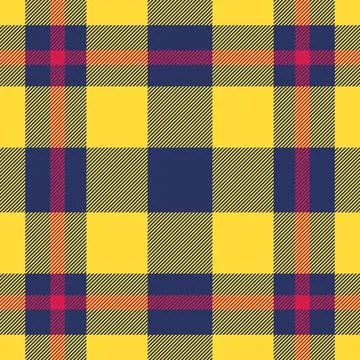 Vibrant plaid pattern featuring a cheerful yellow base with bold blue and red Illustrazione stock