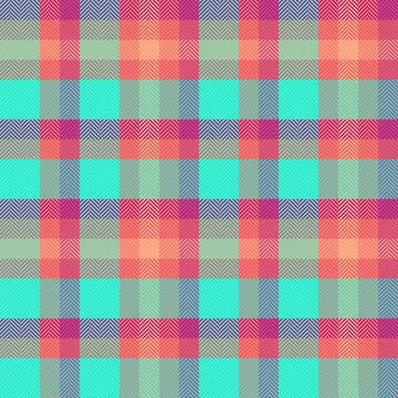 Vibrant plaid pattern featuring colorful checks and subtle herringbone textur Stock Illustration