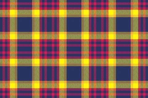 Vibrant plaid pattern featuring intersecting lines of yellow, red, and blue,  Illustrazione stock