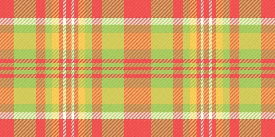 A vibrant plaid pattern featuring intersecting lines in red, yellow, and gree Stock Illustration