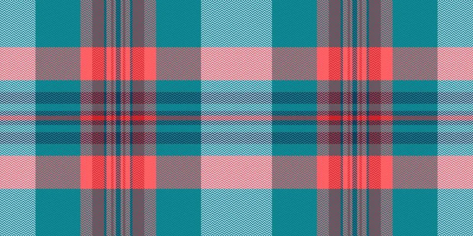 A vibrant plaid pattern featuring a modern herringbone texture in turquoise,  Stock Illustration