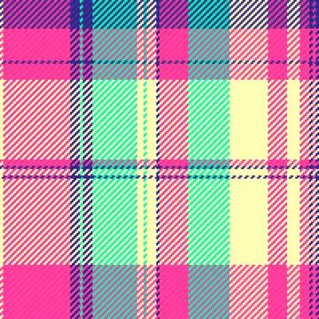 Vibrant plaid pattern featuring neon pink, turquoise, and yellow lines. Thi.. Stock Illustration