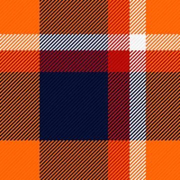 Vibrant plaid pattern featuring orange, navy, and white diagonal weave textur Stock Illustration