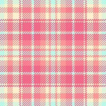 A vibrant plaid pattern featuring a soft, pastel color palette with pink, cre Stock Illustration