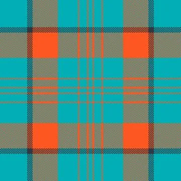 Vibrant plaid pattern featuring a turquoise, orange, and grey color palette.  스톡 일러스트