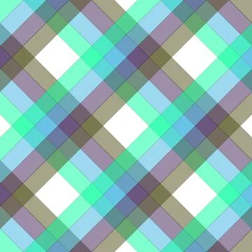 Vibrant plaid pattern with green, blue, purple, and white colors Stock Illustration
