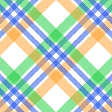 Vibrant plaid pattern with green, blue, orange, and white colors Stock Illustration