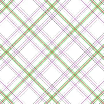 Vibrant plaid pattern with green, purple, and red lines on white background Stock Illustration