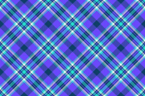 Vibrant plaid pattern with intersecting purple, blue,  teal lines. A versatil Stock Illustration
