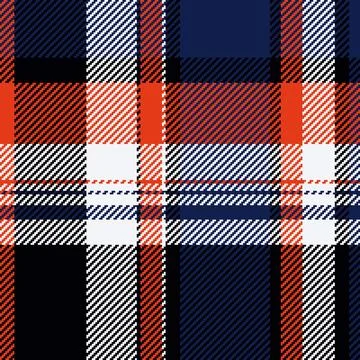 Vibrant plaid pattern in navy, orange, white, and black.  Perfect for texti.. Illustrazione stock