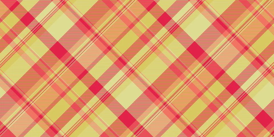 Vibrant plaid pattern with overlapping lines in shades of yellow, orange, a.. Stock Illustration
