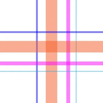 Vibrant plaid pattern with pink, blue, and orange stripes on white background Stock Illustration