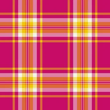 Vibrant plaid pattern with pink, yellow, and orange stripes. A bold and moder 스톡 일러스트
