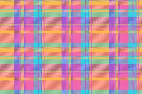 Vibrant plaid pattern in pink, yellow, turquoise, and purple. Useful for fash 스톡 일러스트