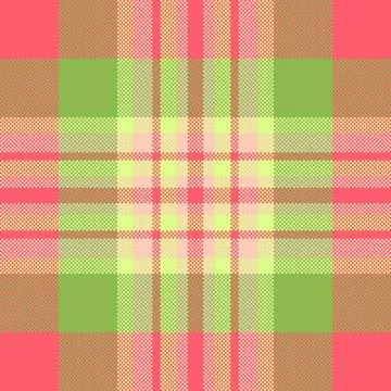 Vibrant plaid pattern with pixelated texture in pink, green, and yellow. Idea Stock Illustration