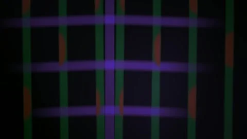 Vibrant plaid pattern with purple green and orange hues on black background. Stock Footage 336258758