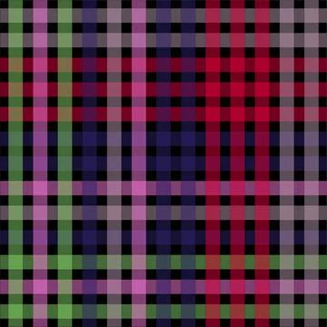 Vibrant plaid pattern with red, green, purple, and black colors Stock Illustration