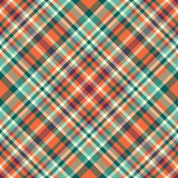 Vibrant plaid pattern in warm  cool tones. Rustic textile background offers.. Stockillustratie
