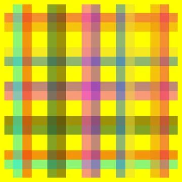 Vibrant plaid pattern with yellow background and multicolored stripes Stock Illustration