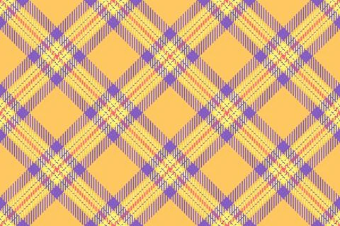 Vibrant plaid pattern with yellow, purple, and red accents. Seamless design f Stock Illustration