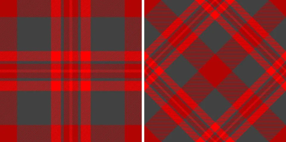 Vibrant plaid patterns. Classic check designs in bold red and cool gray. Vers Ilustração Stock
